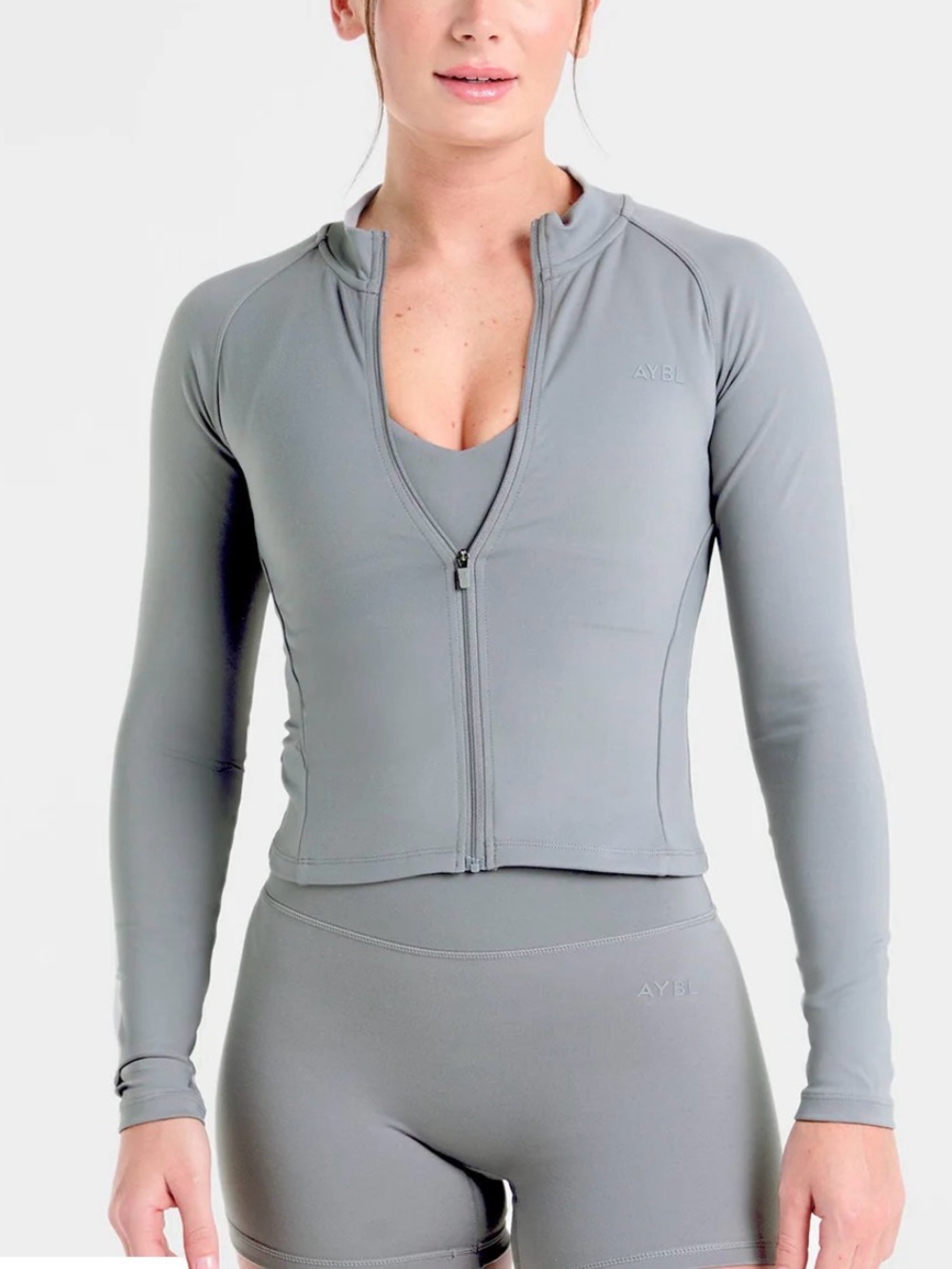 AYBL Light Grey Staple Zip-Front Active Jacket